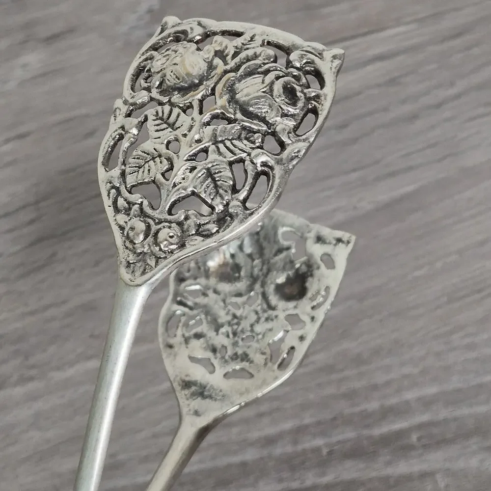 Vintage Hildesheimer Rose Silver Plate Asparagus Pastry Tongs Art Deco